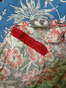 A line kurta/ kurti cotton grey and red
