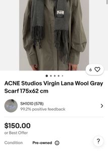 Acne Studio Virgin Lana Wool Grey Scarf