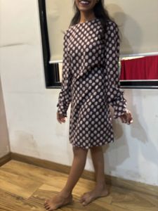 H&amp; M Brown Floral Everyday/Office Tunic Dres