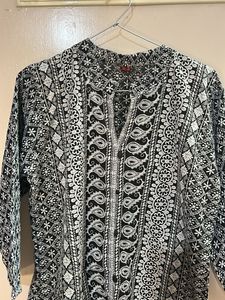 Black &amp; White Boho Paisley Kurta
