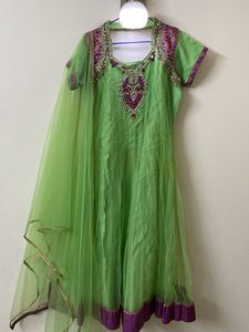 Sawan Special Light Green Anarkali And Dupatta