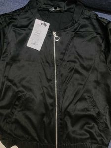 Black Satin Bomber Jacket