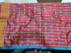 Silk Saree - Red &amp; Turquoise
