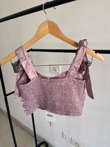 Mauve Cup Detail Satin Top