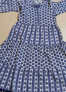 Blue Floral Print Maxi Dress
