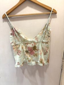Beautiful Floral Ruffle Mesh Top