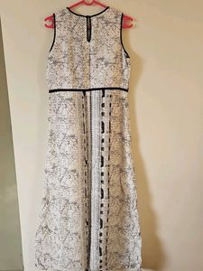 Elegant White Print Midi Dress