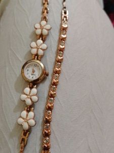 Rose Gold Flower Watch & Bracelet Set