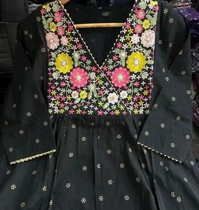 Embroidered Black Kurta with pants