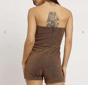 Sparkly Bronze Strapless Romper