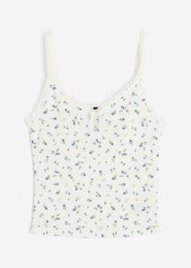 Lace-Trimmed Ribbed Vest Top