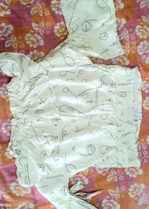 White Patterned Crop Top