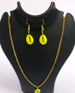 Pendent gold chain eyerring kodi 1 set latest/styl