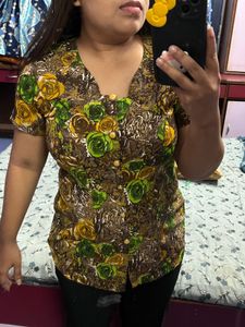 Korean Floral Print Top