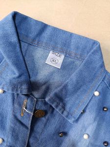 Embellished Denim Jacket, XL Size