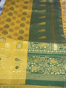 Elegant Green &amp; Gold Saree