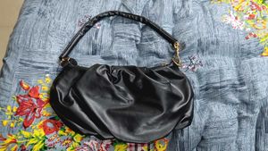 Chic Black Ruched Handbag