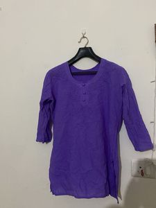 Purple Embroidered Kurta ( One Time Used)