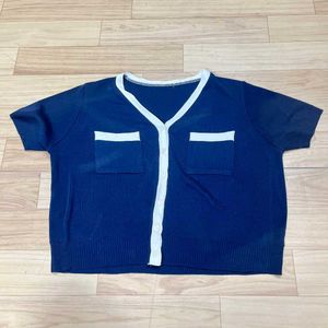 Navy Cardigan Top.