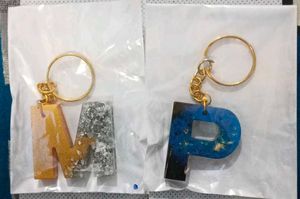 Resin Letter Keychains p and m