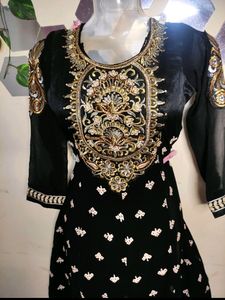Black Anarkali with Churidar 🐈‍⬛🖤