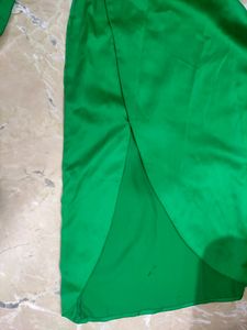 Green Satin Dress. Wore It Just Once. Prettier In Real. Great For Occasions
