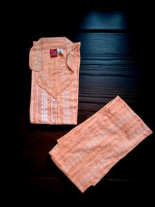Peach Cotton Printed Night Suit for Women