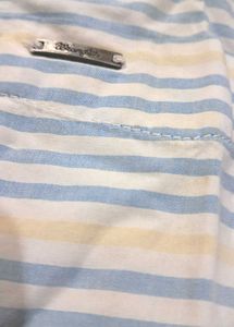 White Shirt  Full Sleeve Cotton  Blue Stripes.