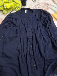 Navy Button-Down Top