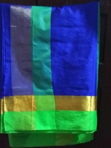 BrandNew ElegantBlue&amp;Green SilkSaree+UnsticheBlous