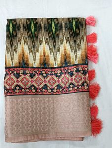 Patterned Saree with Tassels