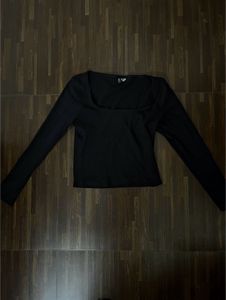 square neck black top