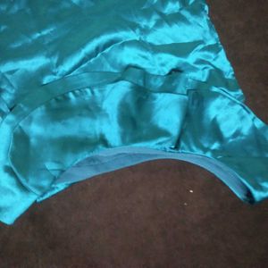 Teal One-Shoulder Ruffle Dress