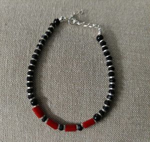 Gorgeous silver nazariya with red/black beads