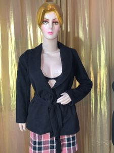 Elegant Black Belted Coat 2dec6