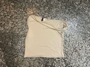 Beige hnm asymmetrical one shoulder top