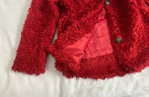 Cute Red Fuzzy Jacket girls 8-10yrs