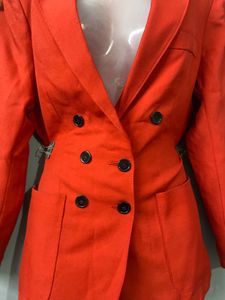 sleem feet Orange Blazer - Stylish &amp; Chic coat
