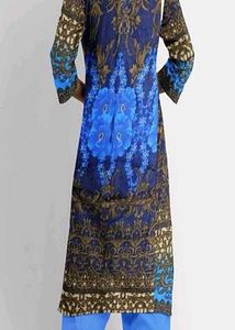Elegant Blue Floral Kurta Unstitched