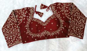 Maroon Embroidered Full Sleeves Blouse