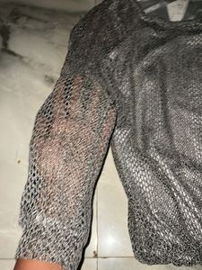 Silver Long Sleeve Top