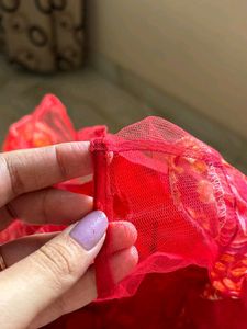 Red Floral Lehanga With Heavy Border Dupatta