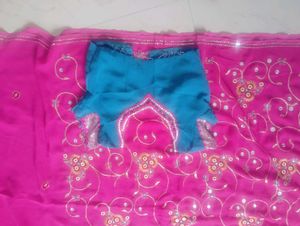 Pink Embroidered Sari with Blouse