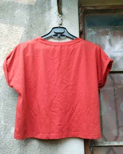 Red Short Sleeve Crop Tshirt