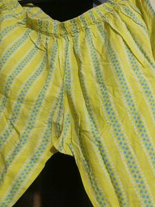 Yellow Printed Kurti Set