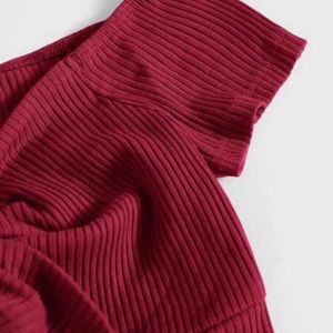 Burgundy Knot-Front Crop Top