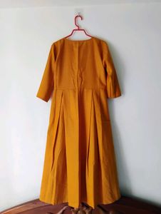 Libas Mustard Yellow A-Line Cotton Dress