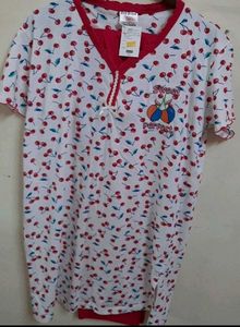 Cherry Print Night Suit