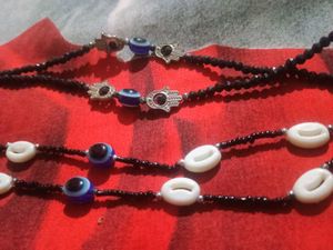 Pretty Black Anklets With Evil Eye