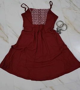 Maroon Embroidered Kurti